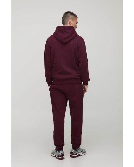Basic Regular Fit Over The Head Hoodie Boohoo de color Purple