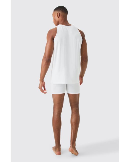 BoohooMAN Premium Modal Mix Lounge Vest in White für Herren