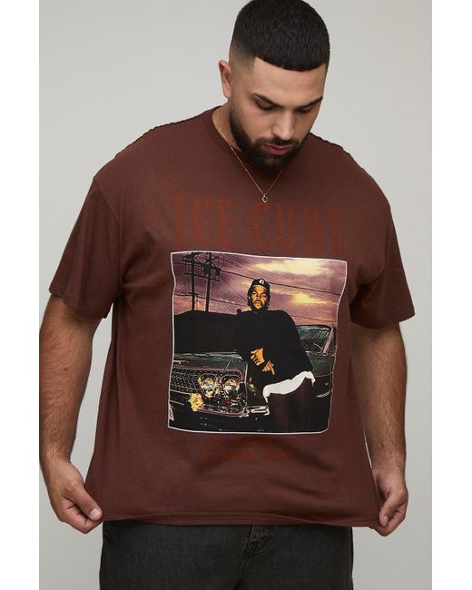 Plus Oversized Ice Cube License Print T-Shirt Boohoo de color Brown