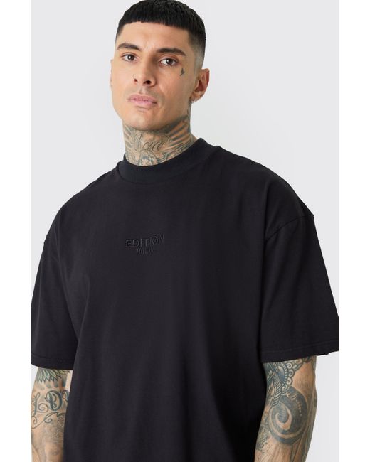 BoohooMAN Black Tall Edition Oversized Heavyweight Zip Hem T-shirt for men