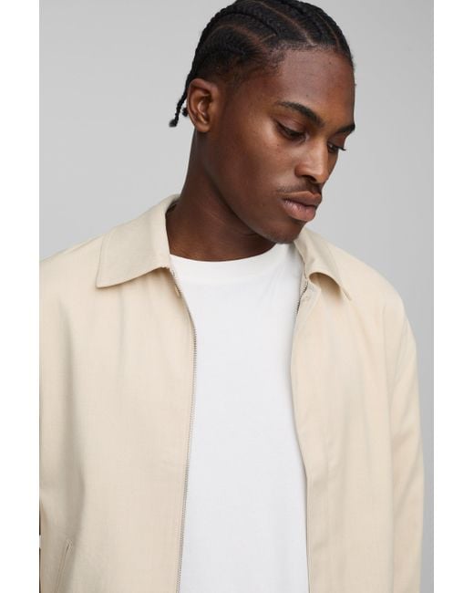 BoohooMAN Oversize Twill-Overshirt mit elastischem Saum in Natural für Herren