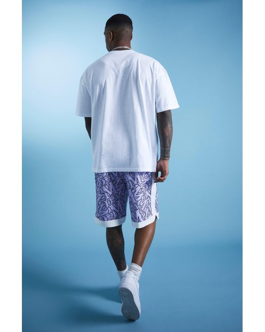 BoohooMAN Lil Tjay Loose Fit Printed Basketball Short in Blue for Men |  Lyst UK