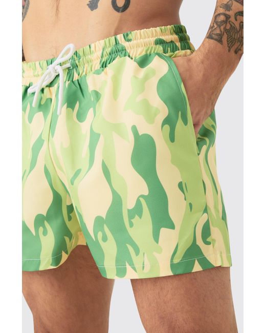 Super Short Camo Ripstop Swim Short Boohoo de color Green