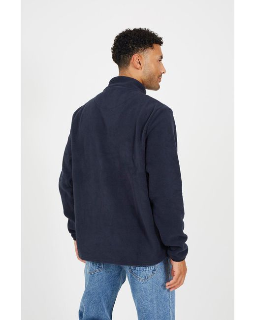 BoohooMAN Blue Brave Soul Contrast Quarter Zip Fleece for men