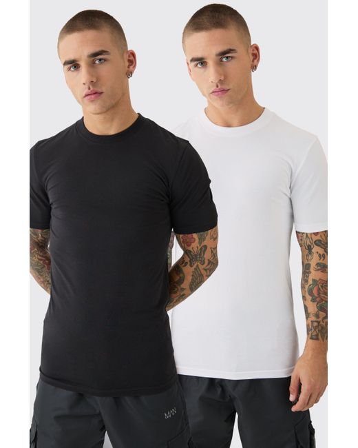 BoohooMAN Black 2 Pack Muscle Fit T-shirt for men