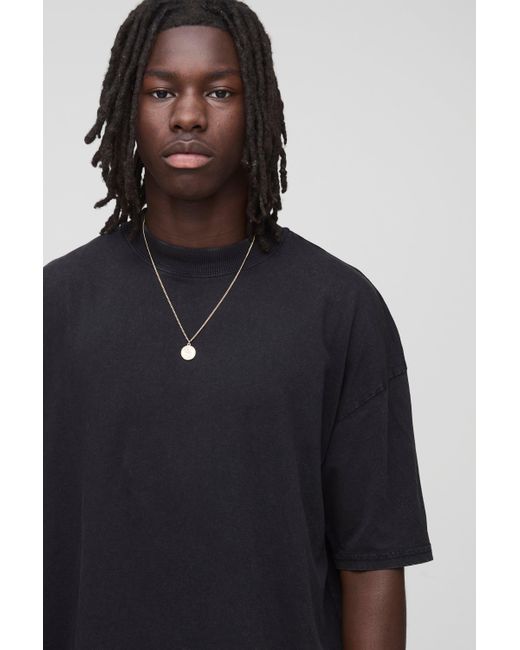 BoohooMAN Black Oversized Official Over The Seam Printed T-shirt for men