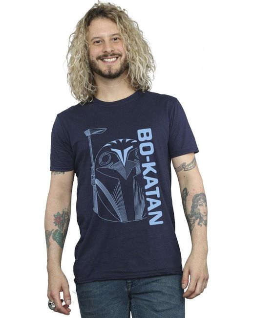 BoohooMAN Blue Star Wars The Mandalorian Bo Katan Helm T-shirt for men