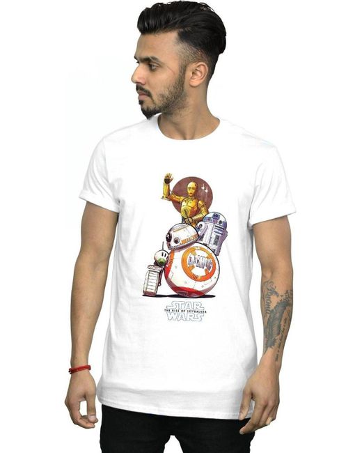 BoohooMAN White Star Wars Star Wars The Rise Of Skywalker Droids Illustration T-shirt for men