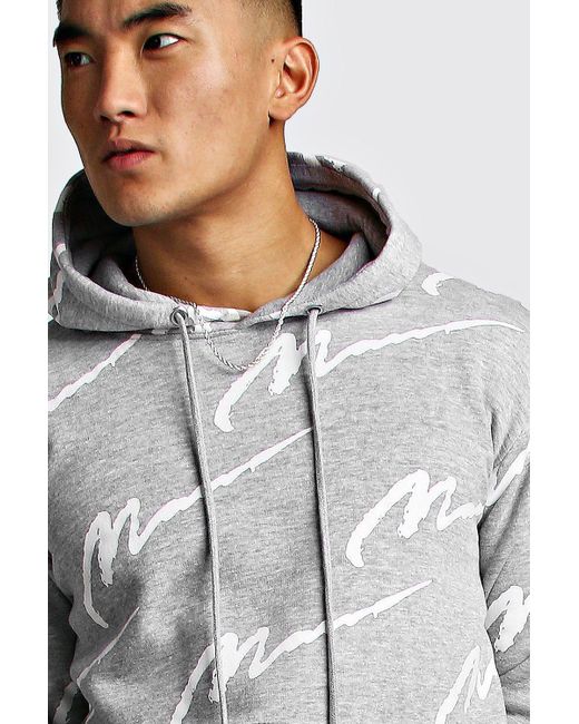 all over man print hooded tracksuit