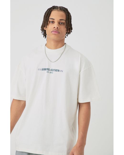 BoohooMAN White Oversized Limited Heavy T-shirt for men
