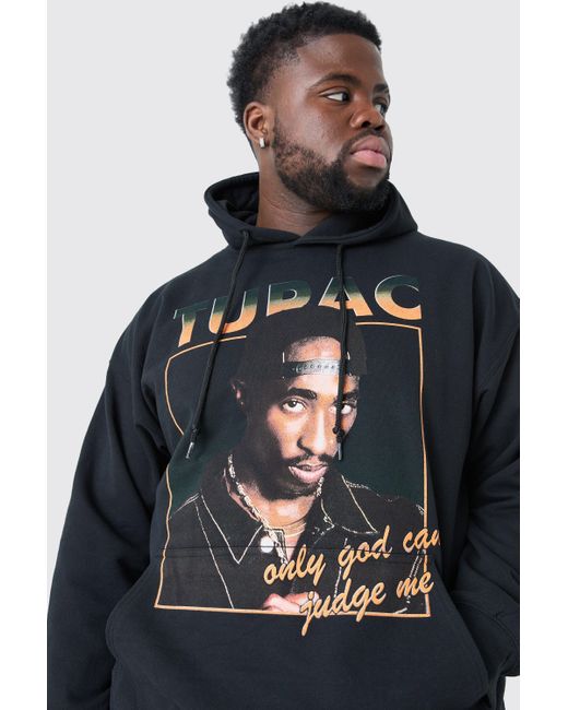 BoohooMAN Blue Plus Tupac Makavelli License Hoodie for men