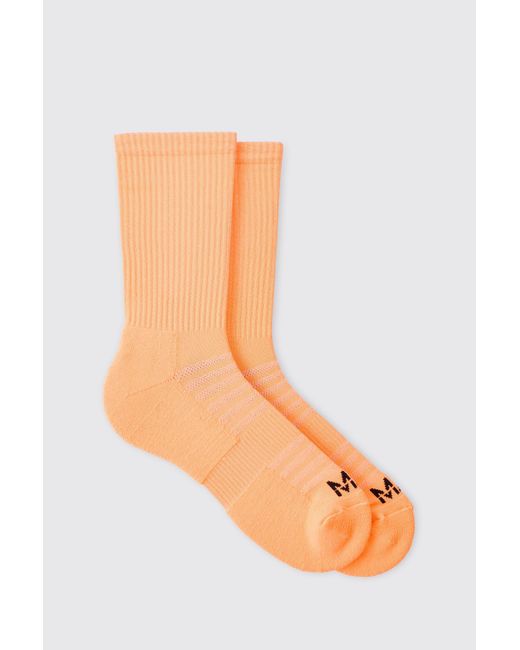 BoohooMAN Orange Active Neon Running Crew Socks for men