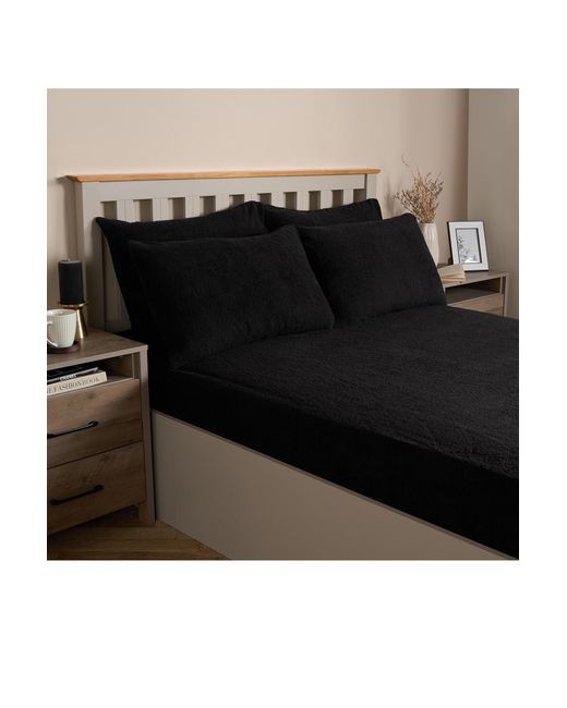 BoohooMAN Black Ohs 4 Pack Teddy Fleece Pillowcase Cover Bedding Set Thermal for men