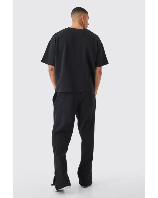 BoohooMAN Blue Oversized Boxy Embroided T-shirt And Pants Set for men