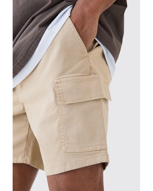 BoohooMAN White Slim Fit Cargo Shorts for men