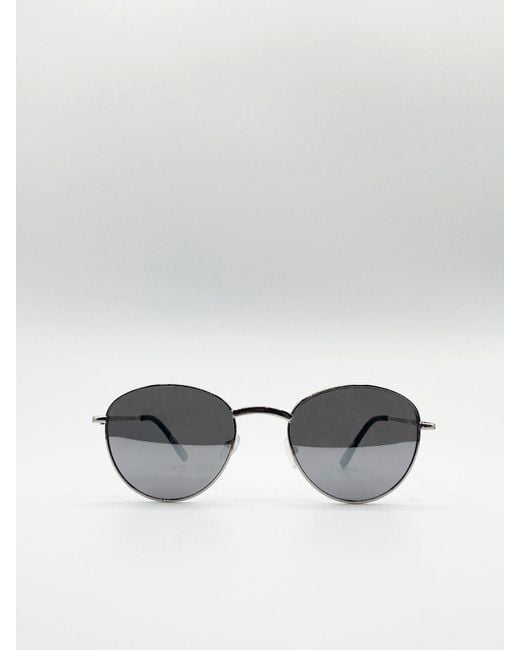 BoohooMAN Metallic Svnx Round Metal Frame Sunglasses for men