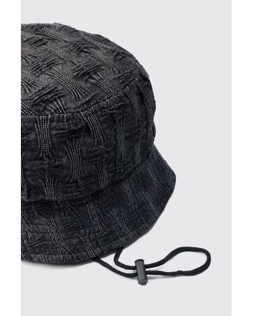 BoohooMAN Gray Pintuck Bucket Hat In Black for men