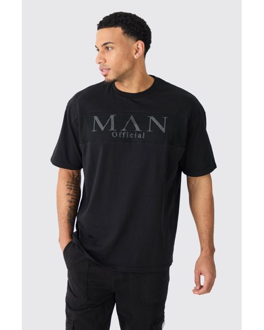 BoohooMAN Black Oversized Official Mesh Layer T-shirt for men