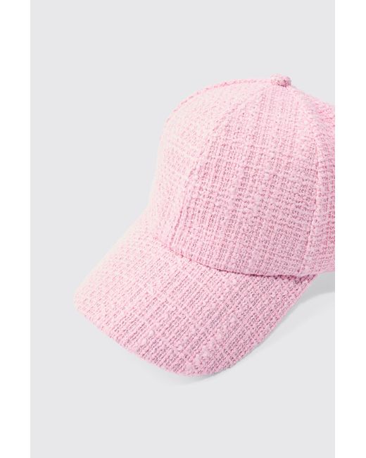 BoohooMAN Boucle Texture Cap In Pastel Pink for men