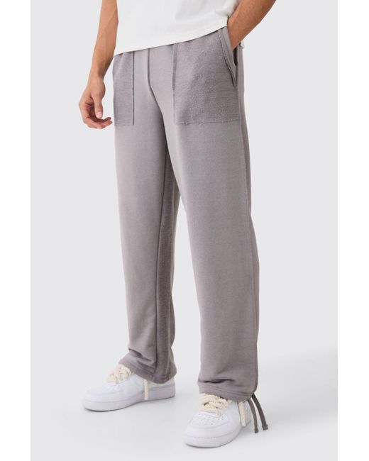 BoohooMAN Gray Relaxed Reverse Loopback Jogger for men