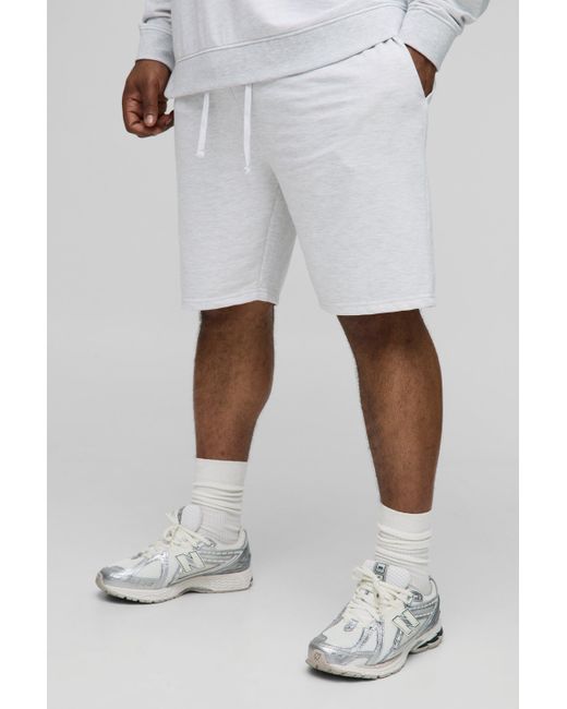 Boohoo White Plus Lightweight Loopback Slim Fit Basic Shorts