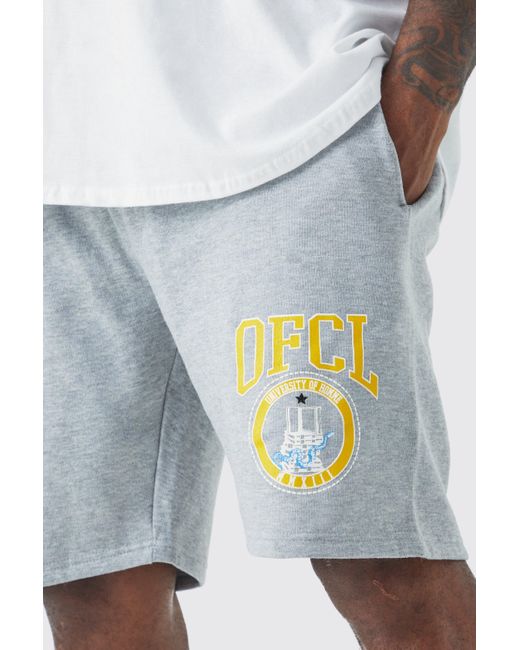 BoohooMAN Blue Plus Loose Fit Ofcl Short In Grey for men