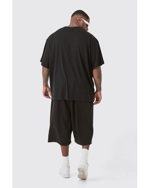 BoohooMAN Plus Oversized Official Splice Print T-shirt In Black for men