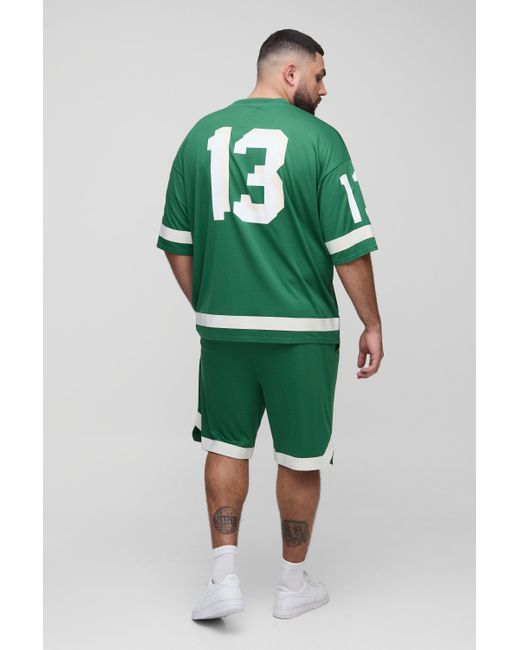 BoohooMAN Plus Mesh Basketball-Shorts in Green für Herren