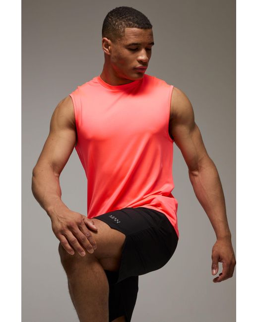 BoohooMAN Red Man Active Regular Lightweight Essentials Gym Tank for men