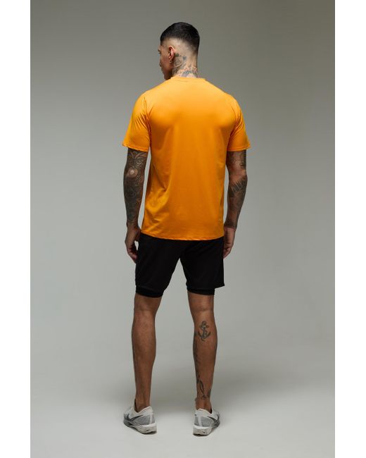 BoohooMAN Tall Man Active 2-in-1 Trainings Dept Shorts in Black für Herren