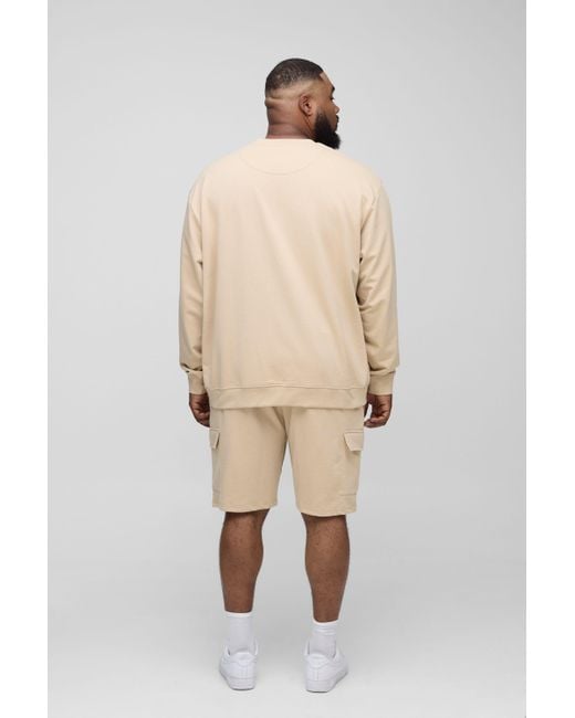 BoohooMAN Natural Plus Lightweight Loopback Oversized Fit Basic Sweat for men
