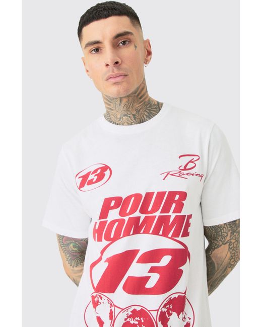BoohooMAN Tall Pour Homme Moto T-shirt In White in Red für Herren