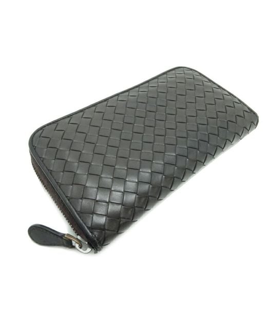 BoohooMAN Black Bottega Veneta Preloved Intrecciato Zip Around Wallet - Brown for men