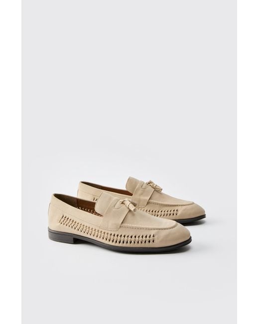 BoohooMAN Natural Tassel Weave Loafer for men