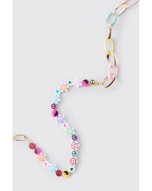 BoohooMAN Multi Colour Bead And Chain Necklace in Multicolor für Herren