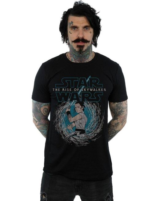 BoohooMAN Black Star Wars The Rise Of Skywalker Rey Whirl T-shirt for men