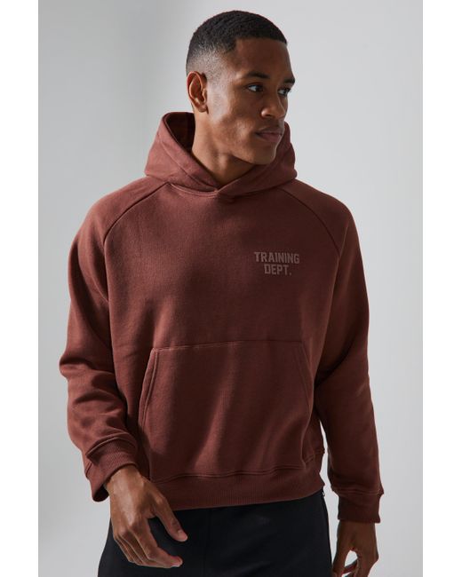 BoohooMAN Brown Man Active Training Dept Boxy Hoodie for men