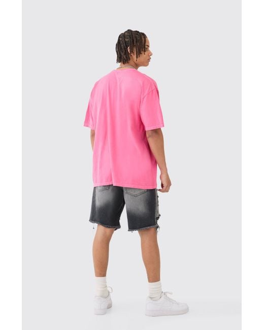 BoohooMAN Pink Oversized Mask Graphic T-shirt for men