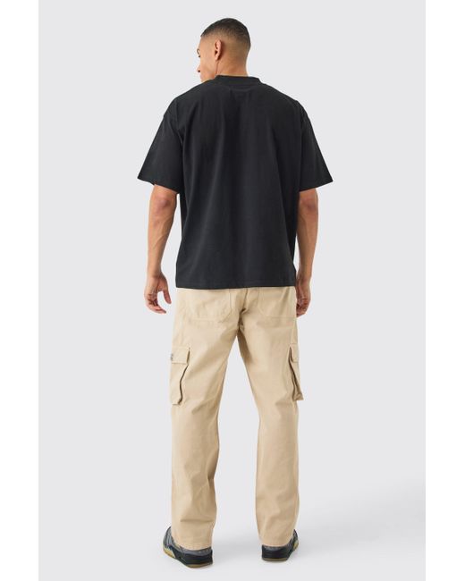 BoohooMAN Black Oversized Extended Neck Ofcl T-shirt for men