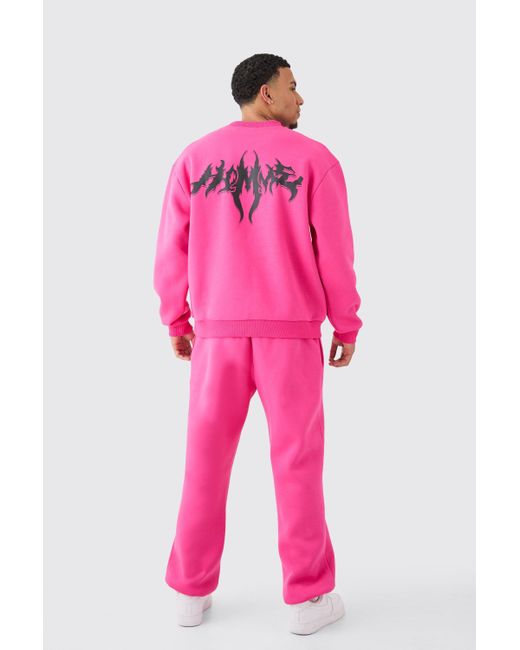 BoohooMAN Oversized Homme Gothic Sweatshirt Tracksuit in Pink für Herren
