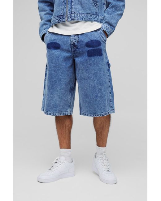 BoohooMAN Jorts mit Detail in Blue für Herren