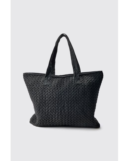 BoohooMAN Blue Quilted Tote Bag In Black for men
