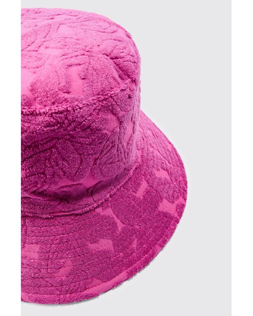 BoohooMAN Towelling Bucket Hat In Pink for men