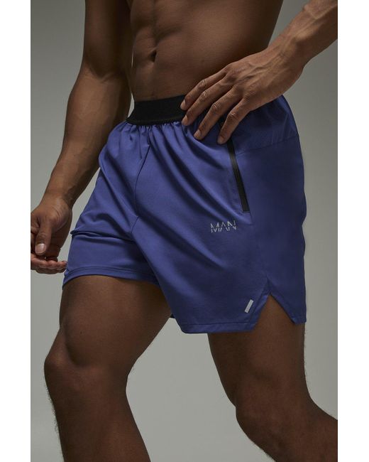 Man Active Perforated Stretch Woven Regular Fit 5Inch Short Boohoo de color Blue