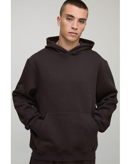 BoohooMAN Gray Basic Regular Fit Over The Head Hoodie for men