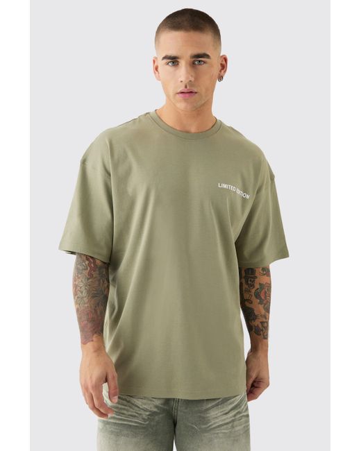 BoohooMAN Green Premium Oversized Super Clean Limited Interlock T-shirt for men