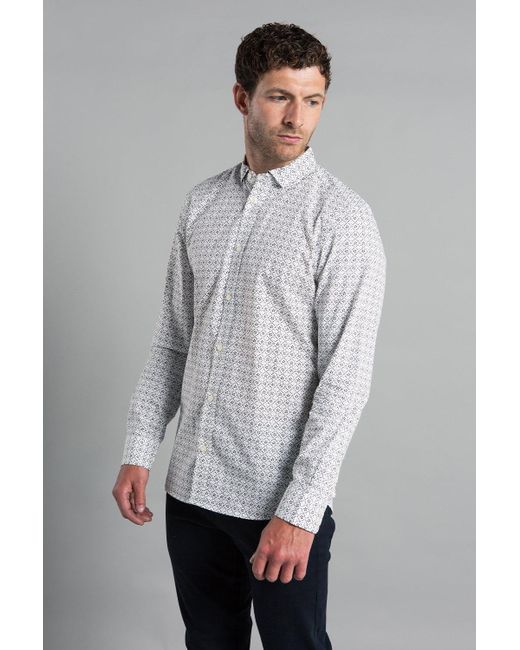 BoohooMAN Gray French Connection Cotton Long Sleeve Floral Shirt for men