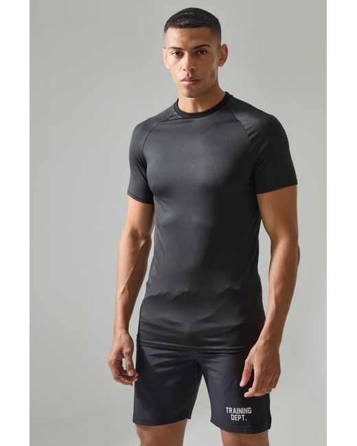 BoohooMAN Gray Man Active Lightweight Essentials Gym Muscle Fit Raglan T-shirt for men