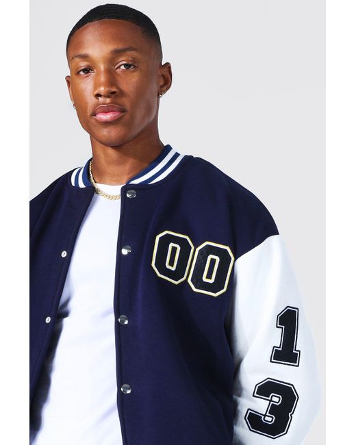 BoohooMAN Jersey Varsity Bomber Jacket 