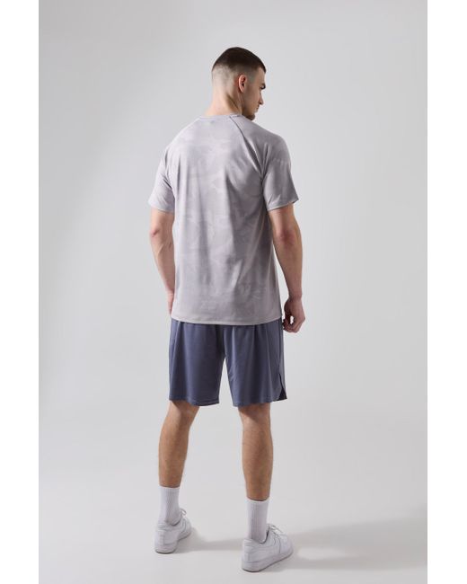 Boohoo Gray Tall Active Camo Raglan Performance T-shirt
